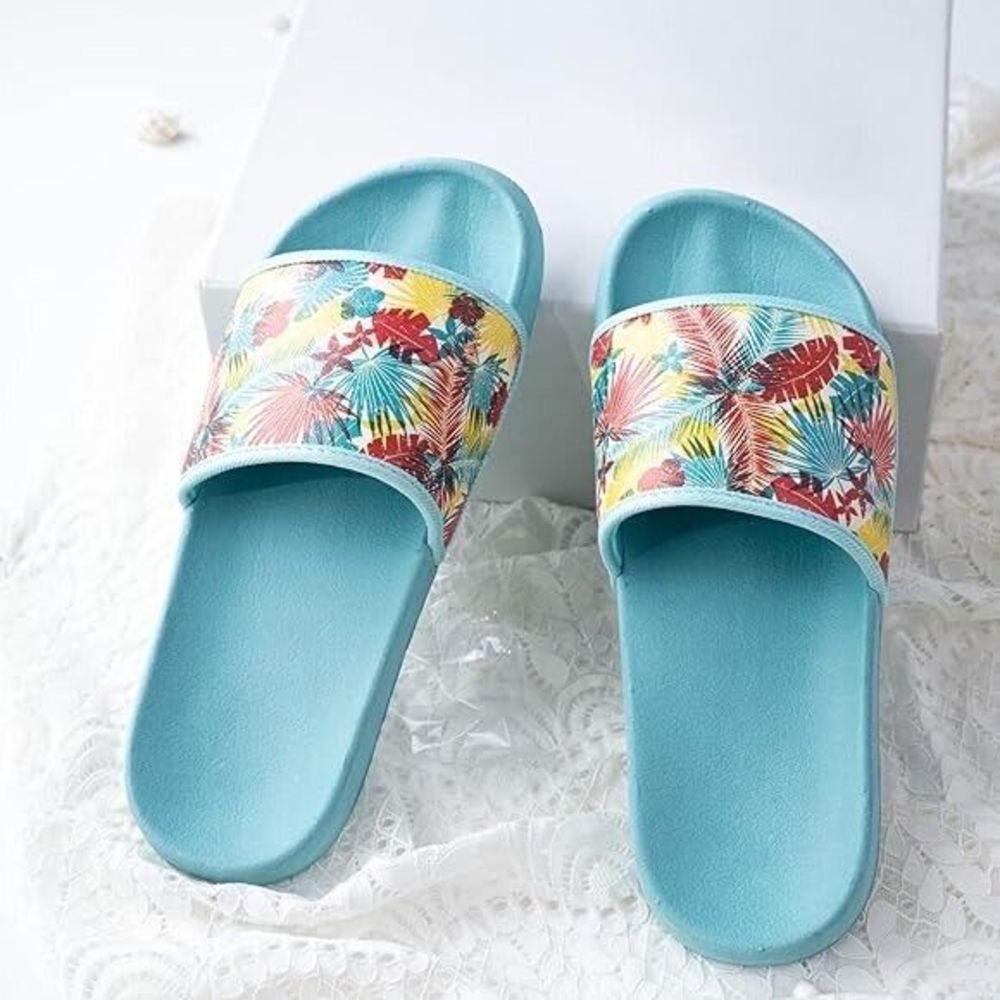 Women Slide Sandal Size 10 Slip On Floral Blue New